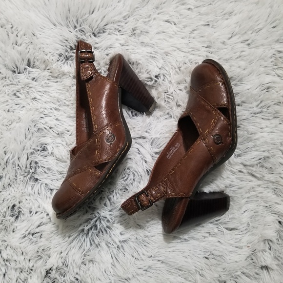 Born heels brown round toe slingback size 8 - Picture 2 of 8